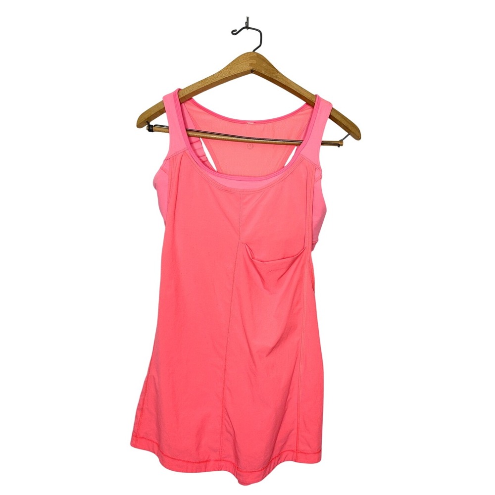 Lululemon Womens Run For Your Money Athletic Tank Top Sports Bra Coral 8
